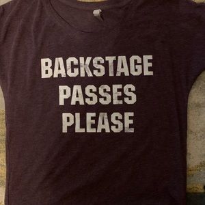 Woman’s Graphic Concert Festival Fan Out Tee | Back Stage Passes Please” | SZ M